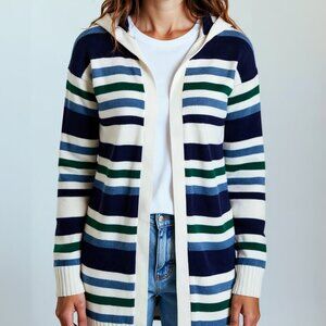 Evelyn Taylor Striped Hooded Cardigan